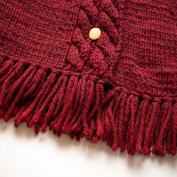 Red Cable knit Woodland Cape Sweater Vest One Size - Picture 2 of 6